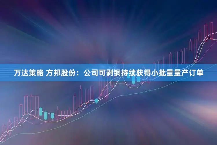 万达策略 方邦股份：公司可剥铜持续获得小批量量产订单